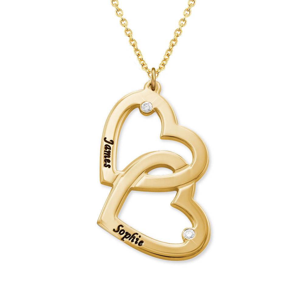 Heart in Heart Necklace with Diamonds in 18ct Gold Plating-1 product photo