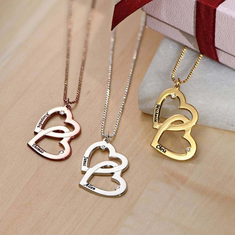 Heart in Heart Necklace in Gold Plating with Diamonds-4 product photo