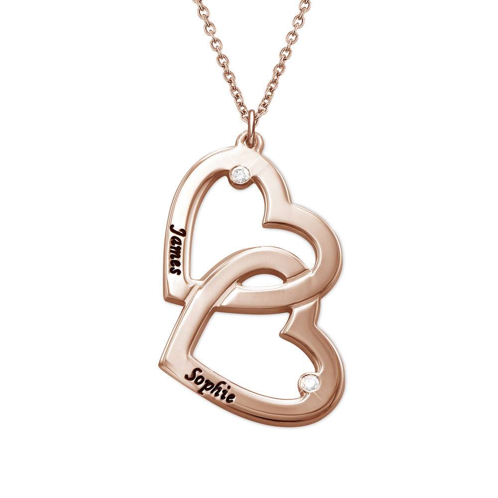 Heart in Heart Necklace with Diamonds in 18ct Rose Gold Plating product photo