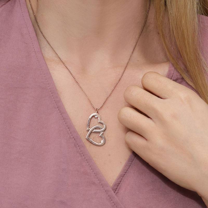 Heart in Heart Necklace in Rose Gold Plated with Diamonds-3 product photo