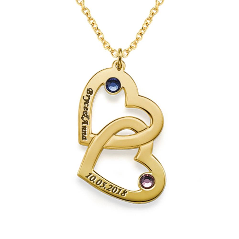 Heart in Heart Necklace with Birthstones in 18k Gold Vermeil product photo