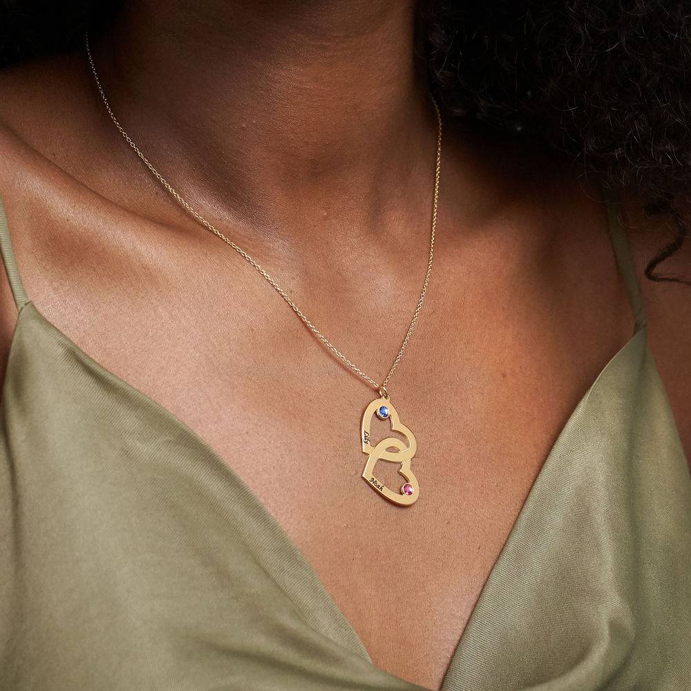 Heart in Heart Necklace with Birthstones in 18k Gold Vermeil-1 product photo