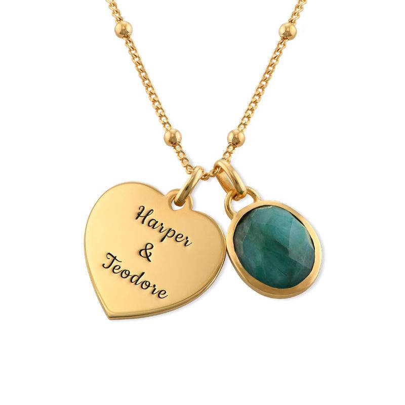 Heart Necklace with Semi-Precious Gemstone in 18ct Gold Plating-1 product photo