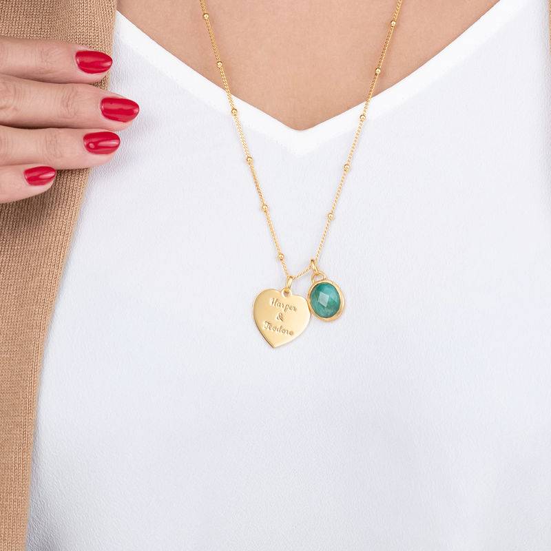 Heart Necklace in Gold Plating with Semi-Precious Gemstone product photo
