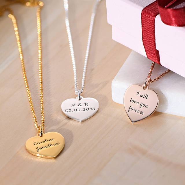 Custom Photo Heart Pendant Necklace – Sterling Silver, Engraved Front & Back – Personalized Gift