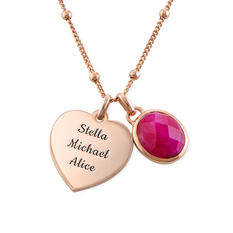 Heart Necklace with Semi-Precious Gemstone in 18ct Rose Gold Plating-1 product photo