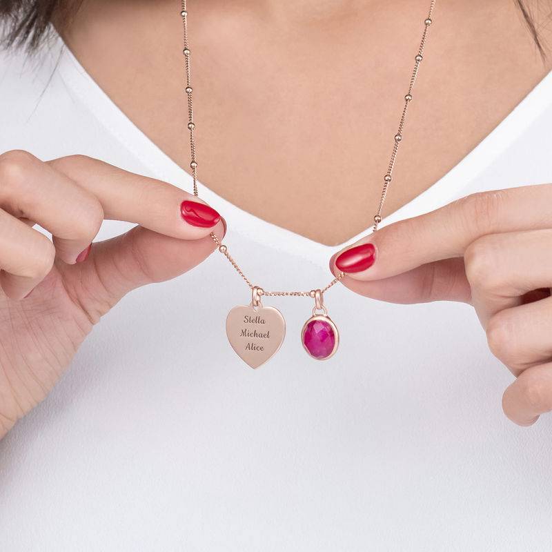 Heart Necklace with Semi-Precious Gemstone in 18ct Rose Gold Plating-3 product photo
