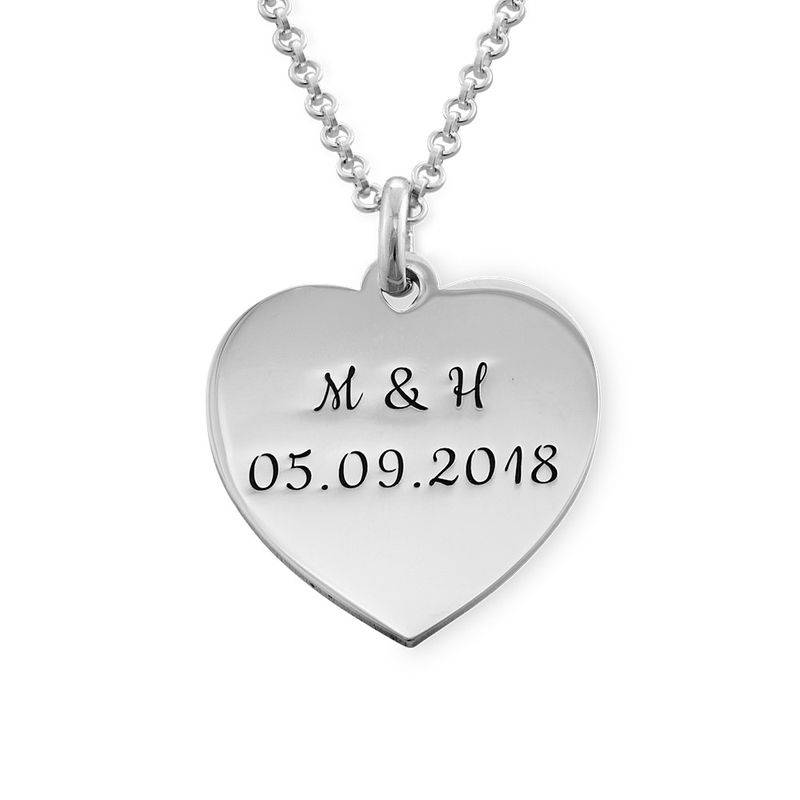 Heart Necklace with Initial in Silver product photo