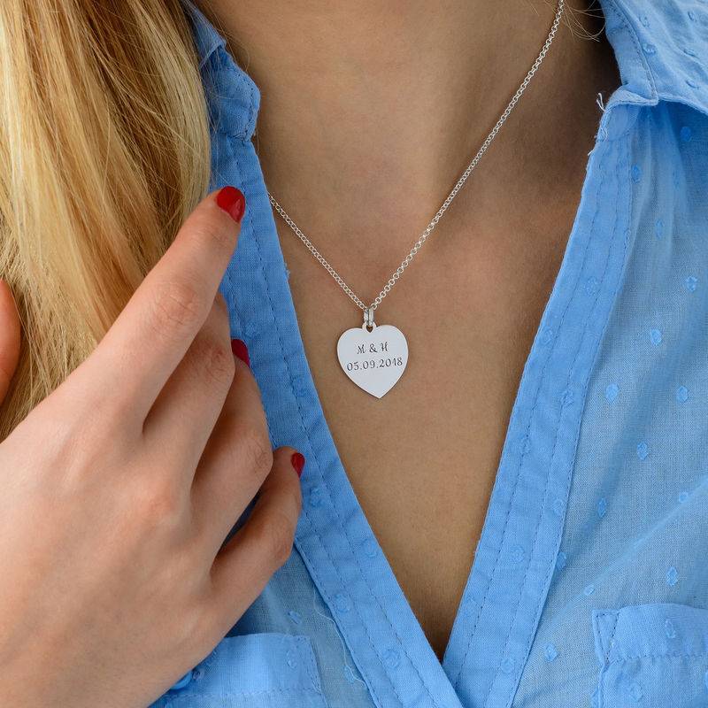 Heart Necklace with Initial in Sterling Silver-4 product photo
