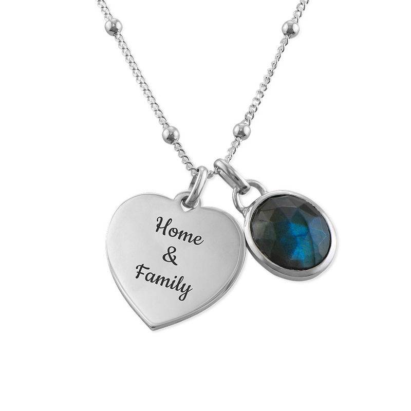 Heart Necklace with Semi-Precious Gemstone in Sterling Silver-2 product photo