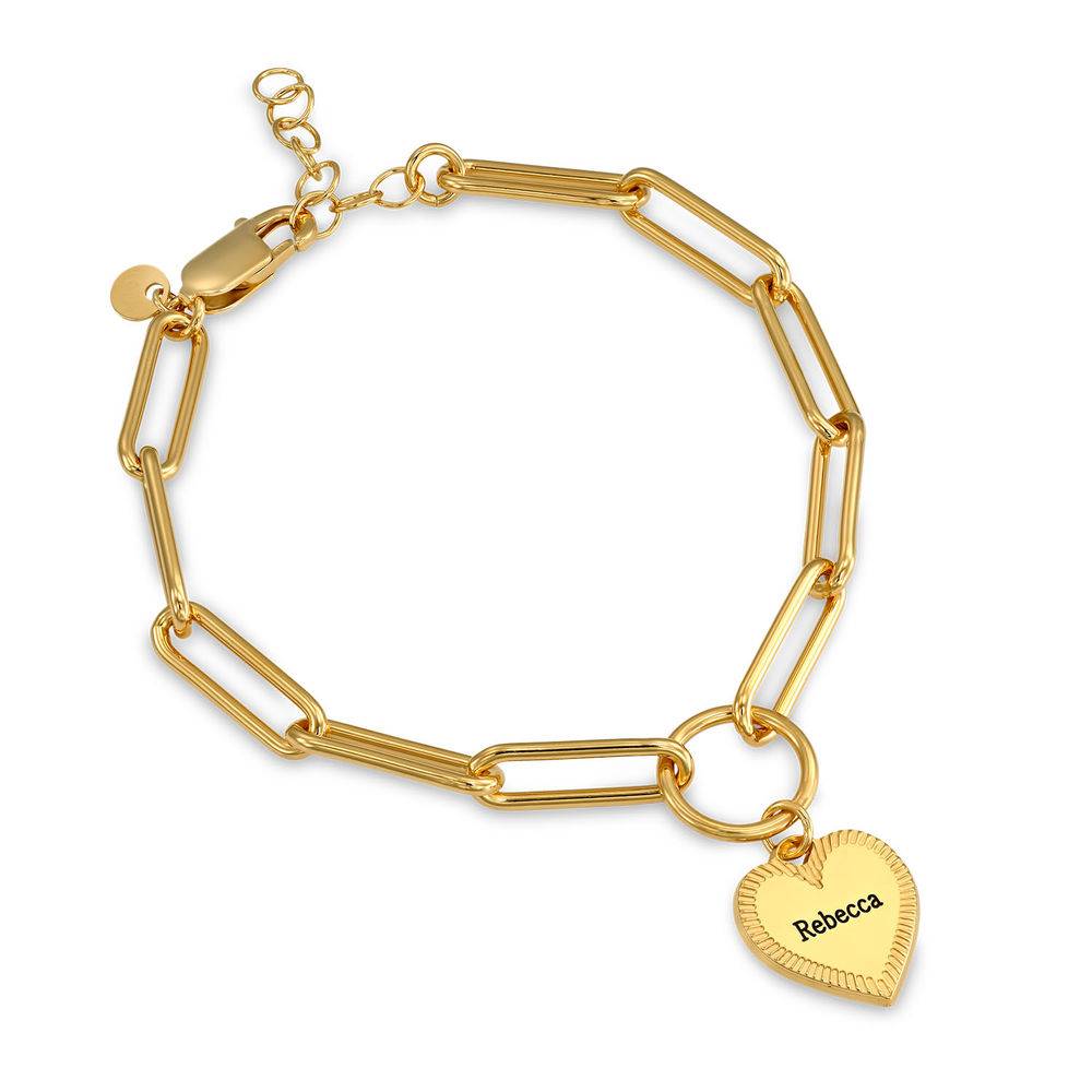 Heart Pendant Link Bracelet in Gold Plating-4 product photo