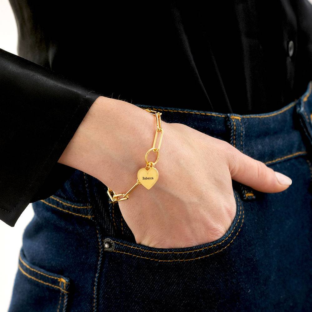Heart Pendant Link Bracelet in Gold Plating-3 product photo