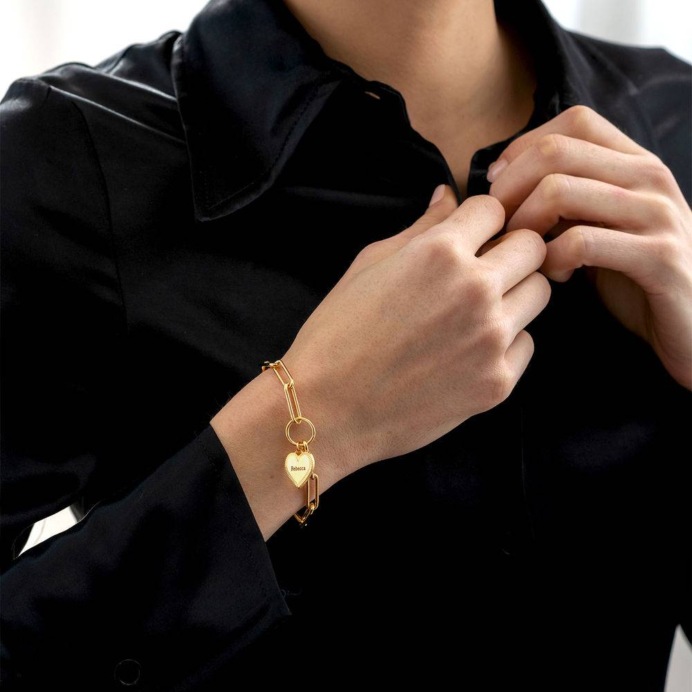 Heart Pendant Paperclip Bracelet in Gold Plating-2 product photo
