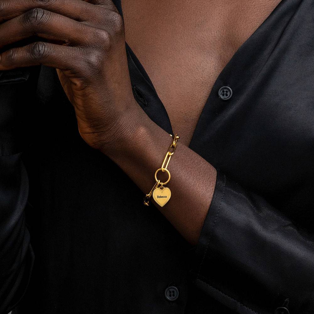 Heart Pendant Link Bracelet in Gold Vermeil-3 product photo
