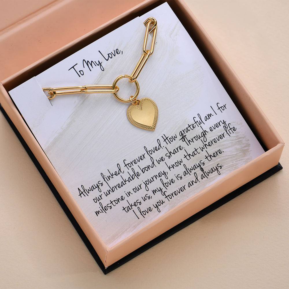Heart Pendant Link Bracelet in Gold Vermeil with Prewritten Gift Note product photo