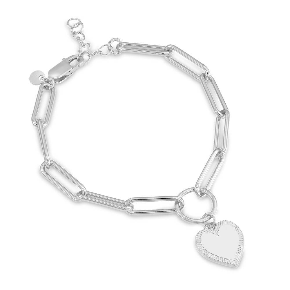 Heart Pendant Link Bracelet in Sterling Silver with Prewritten Gift Note product photo