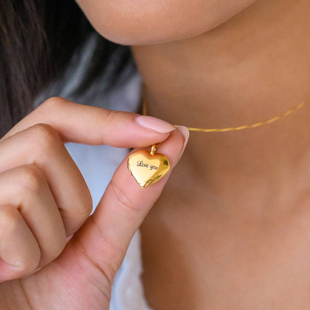 Heart Pendant Necklace with Engraving in 18ct Gold Plating-2 product photo