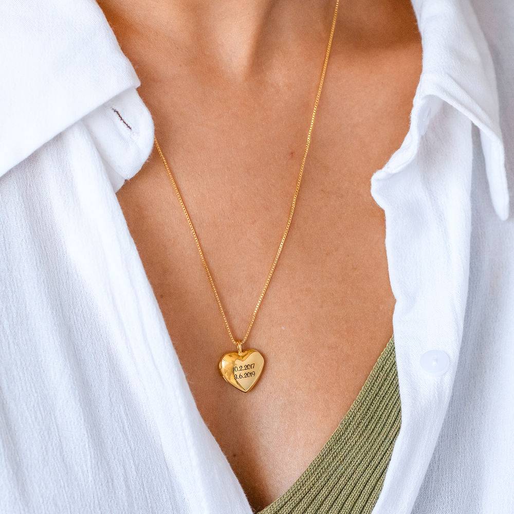 Heart Pendant Necklace with Engraving in 18ct Gold Plating-1 product photo