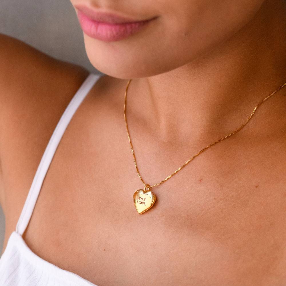 Heart Pendant Necklace with Engraving in Gold Vermeil-3 product photo