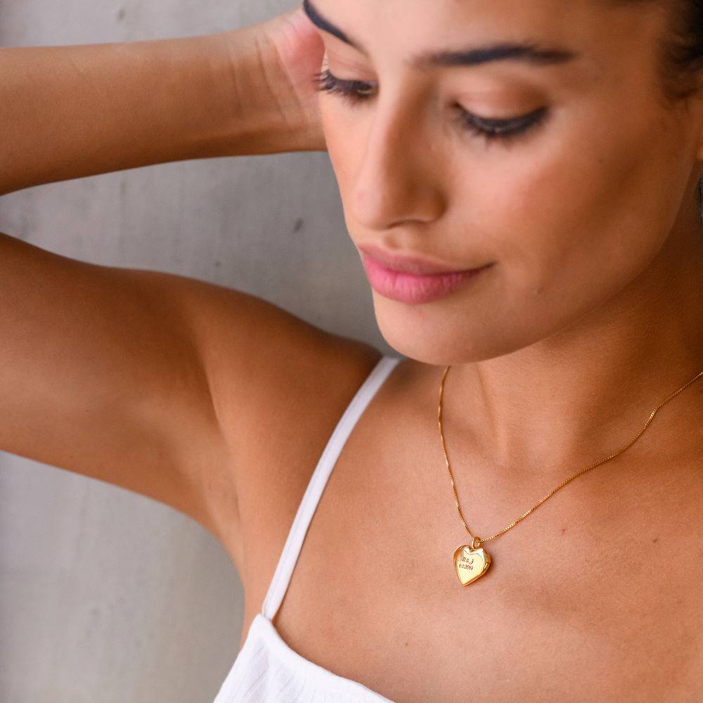 Heart Pendant Necklace with Engraving in Gold Vermeil-5 product photo