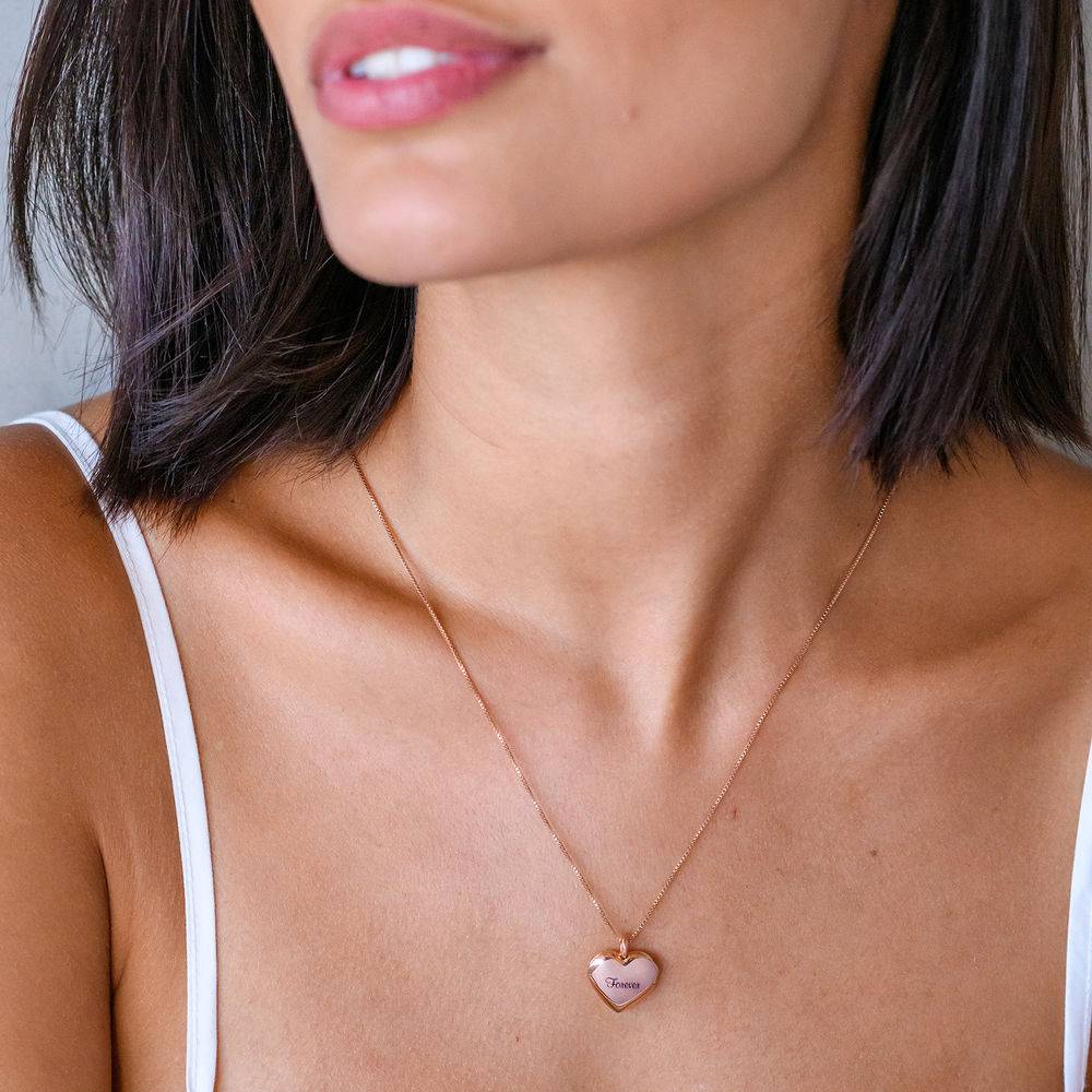 Heart Pendant Necklace with Engraving in 18ct Rose Gold Plating-5 product photo