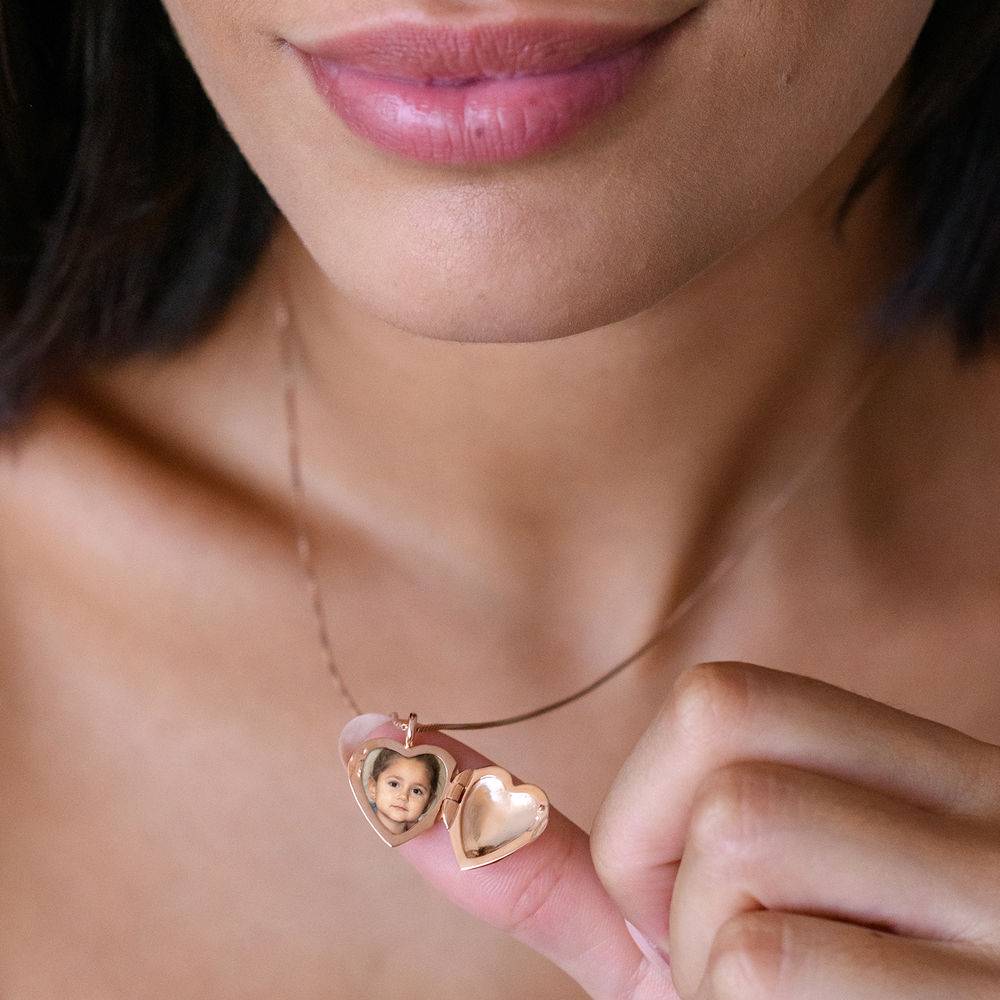 Heart Pendant Necklace with Engraving in 18ct Rose Gold Plating-2 product photo