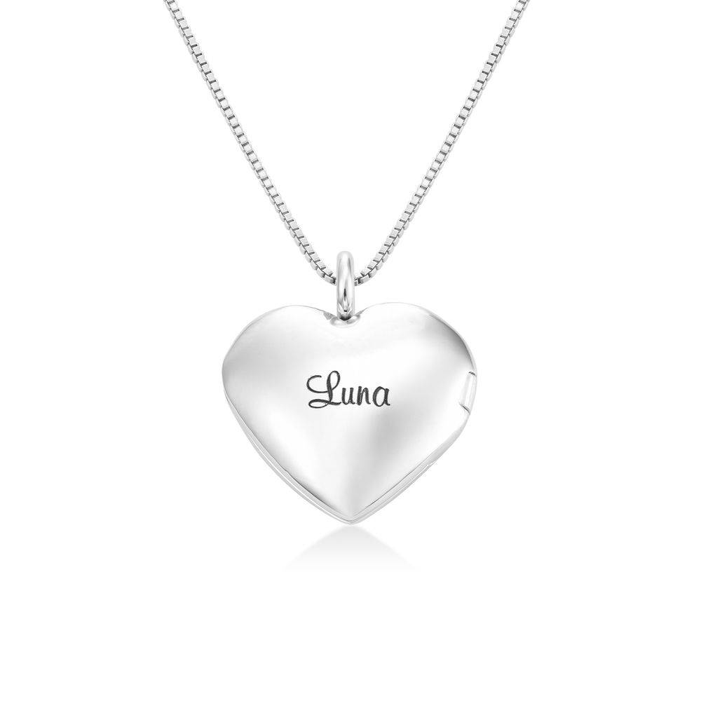 Heart Pendant Necklace with Engraving in Sterling Silver-2 product photo