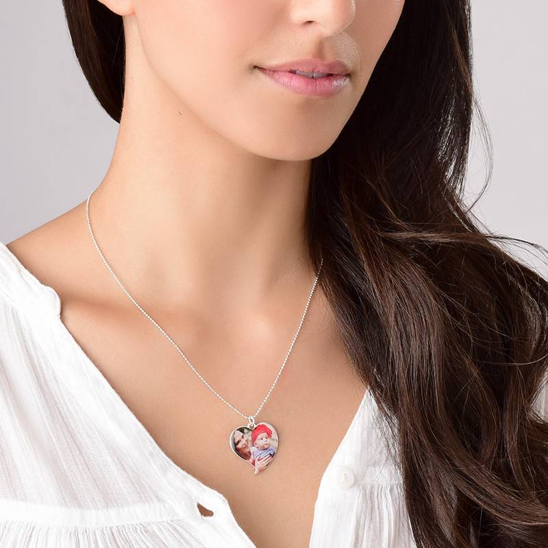 Herzförmige Foto Halskette aus Sterlingsilber Produktfoto