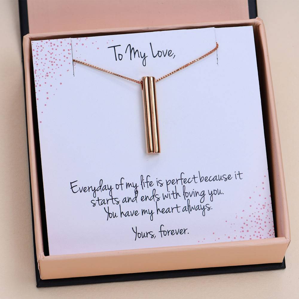 Heart shape 3D Bar in Rose Gold Plated with Prewritten Gift Note product photo