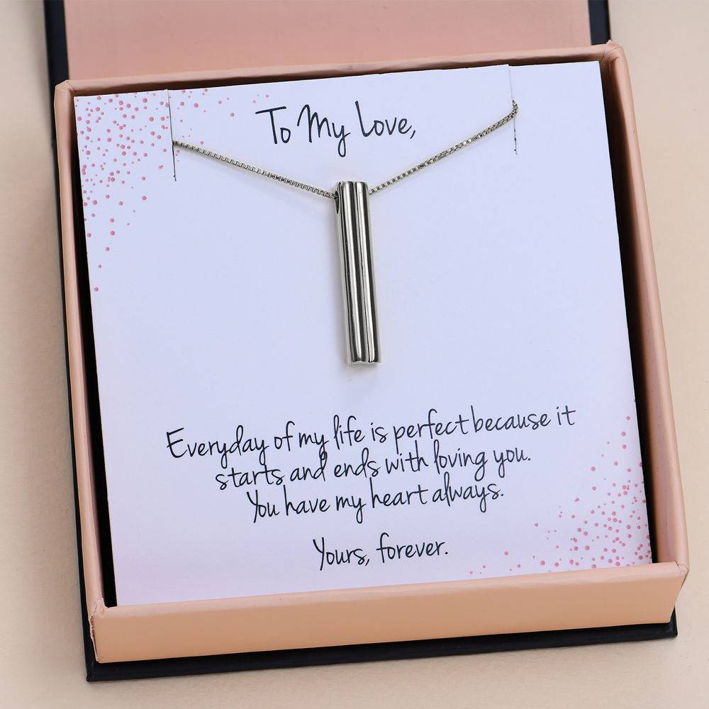 Heart shape 3D Bar in Sterling Silver with Prewritten Gift Note product photo