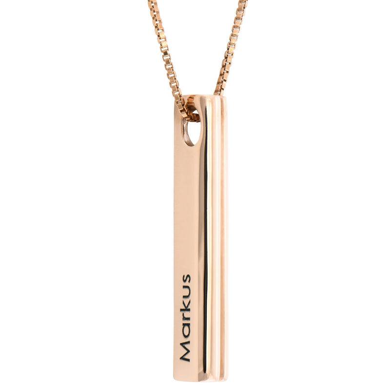 Heart Shaped 3D Bar Necklace in 18ct Rose Gold Plating-4 product photo