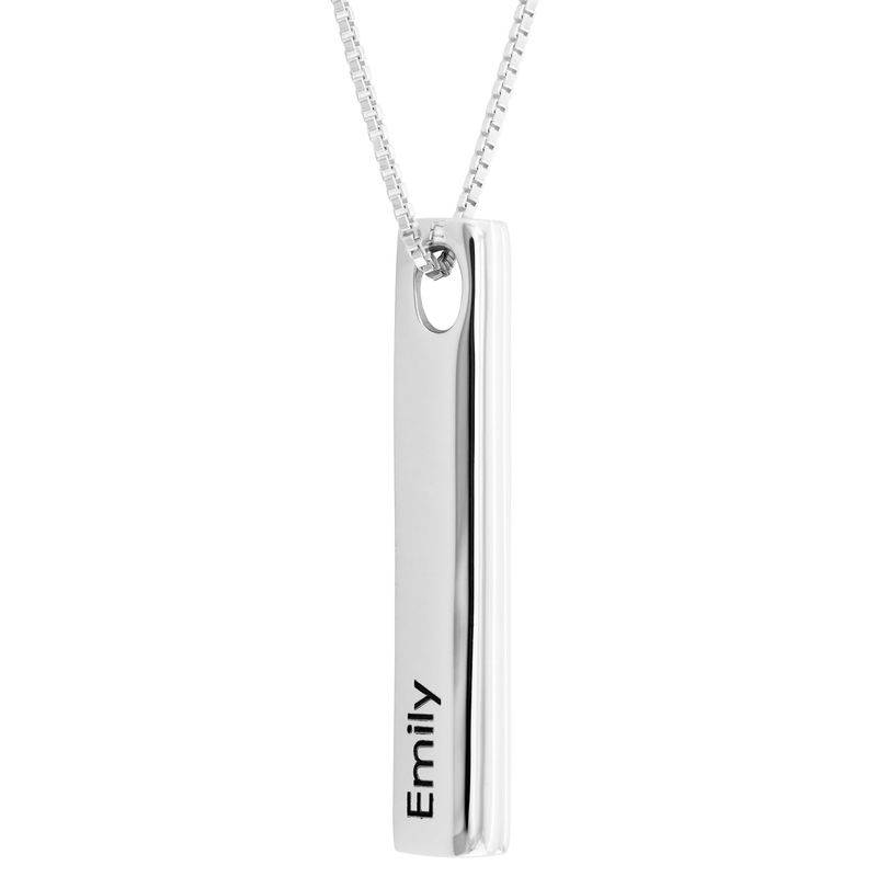 Heart Shaped 3D Bar Necklace in Sterling Silver-2 product photo