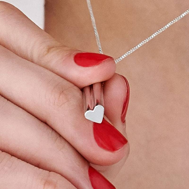 Heart Shaped 3D Bar Necklace in Sterling Silver-4 product photo