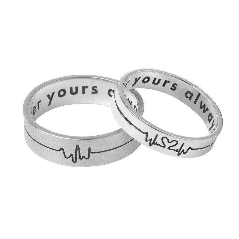 Heartbeat Couple Rings in Sterling Silver-2 product photo