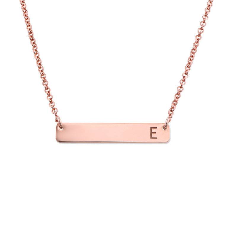 Horizontal Bar Necklace with Initial in 18ct Rose Gold Plating-2 product photo