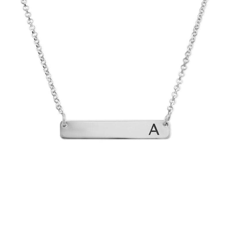 Horizontal Bar Necklace with Initial in Sterling Silver-4 product photo