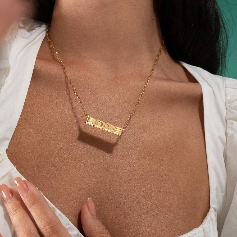 Horizontal Tile Necklace in 18ct Gold Vermeil-5 product photo