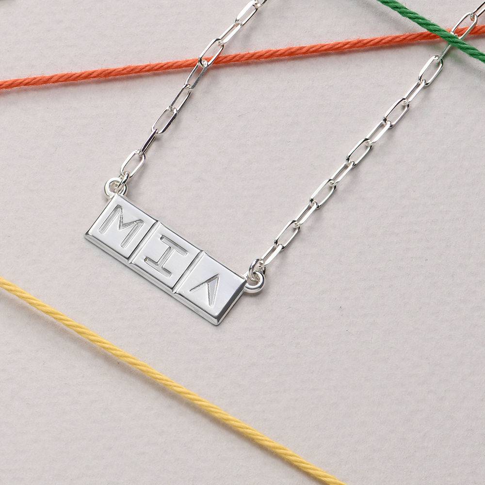 Horizontal Tile Necklace in Sterling Silver-3 product photo