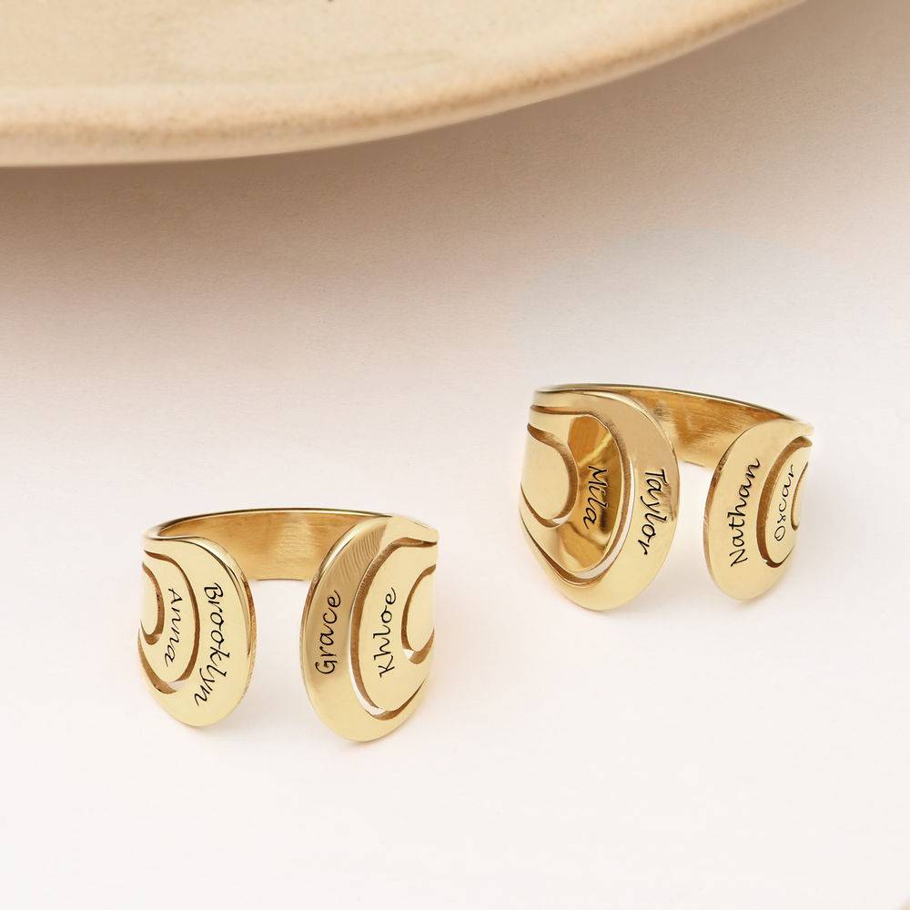 Hug Ring with Kids Name in 18ct Gold Plating-2 product photo