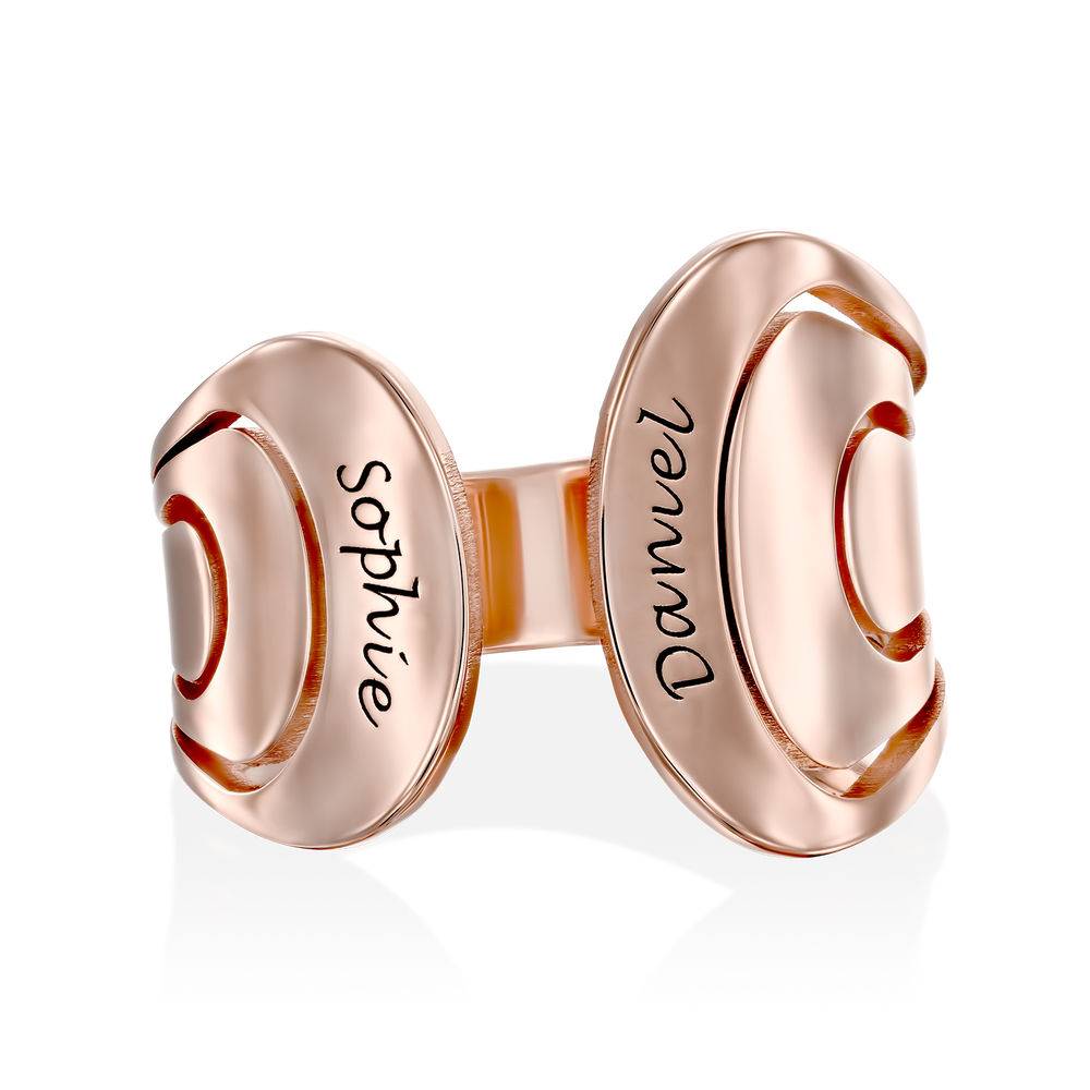 Hug Ring with Kids Name in Rose Gold Plating-5 product photo
