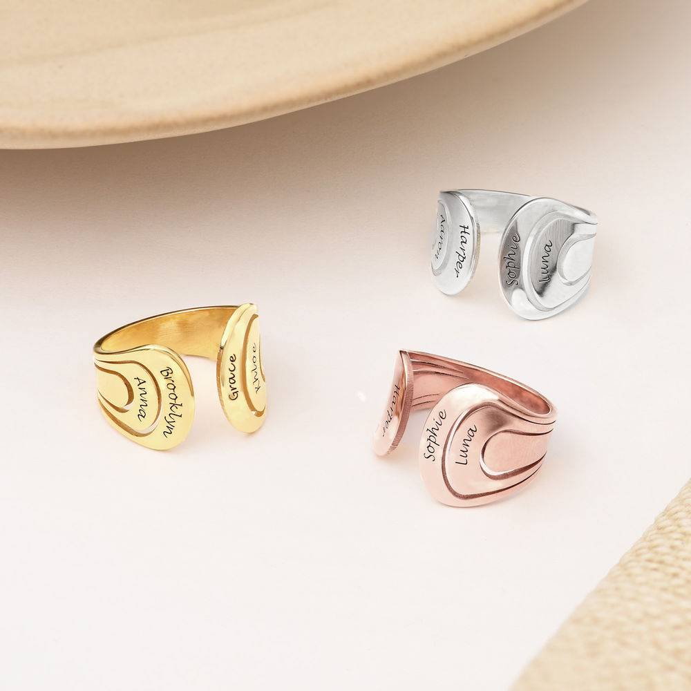 Hug Ring with Kids Name in 18ct Rose Gold Plating-4 product photo