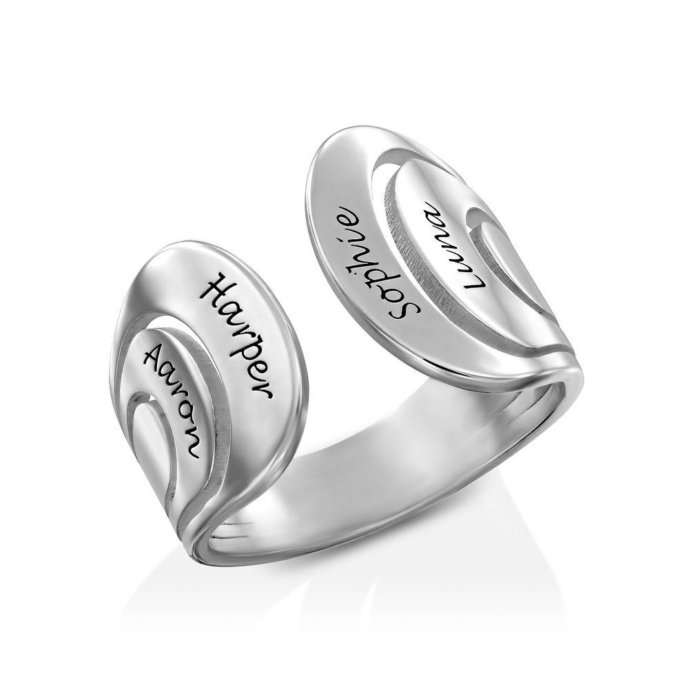 Hug Ring with Kids Names in Sterling Silver-6 product photo