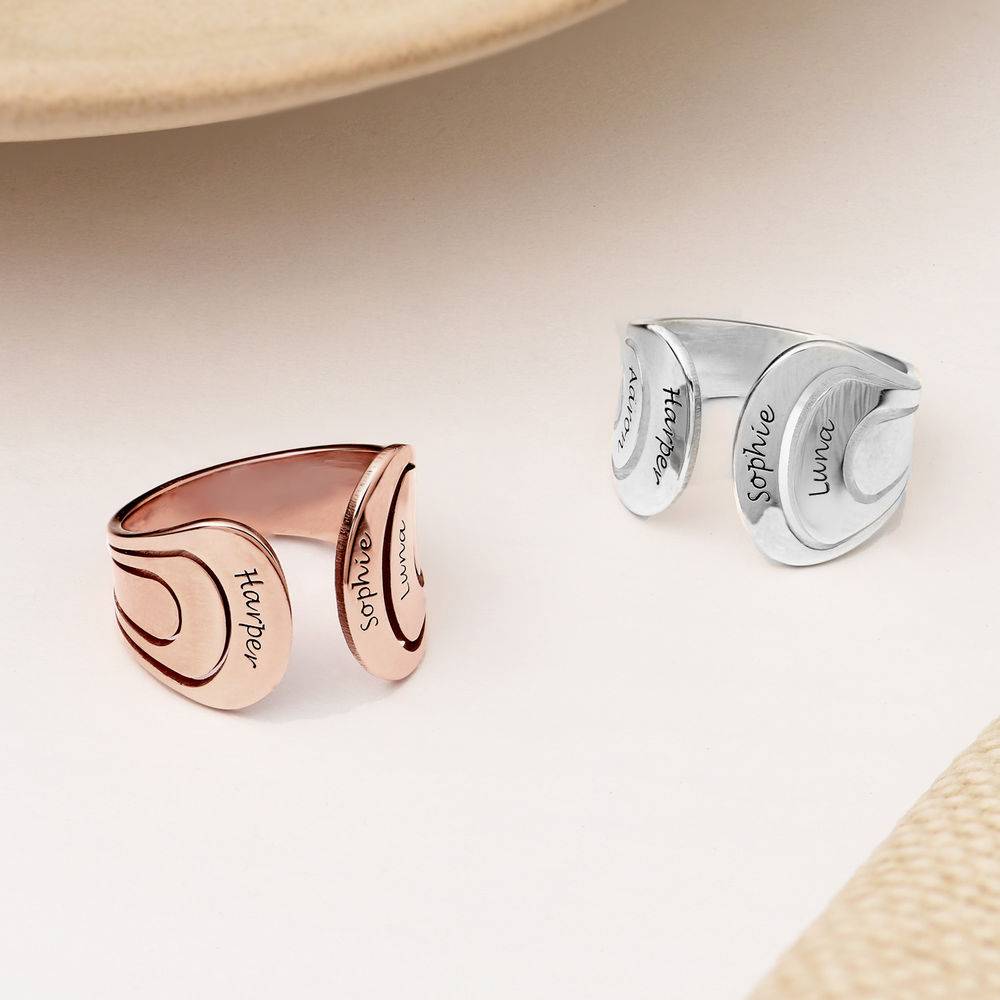 Hug Ring with Kids Names in Sterling Silver-5 product photo