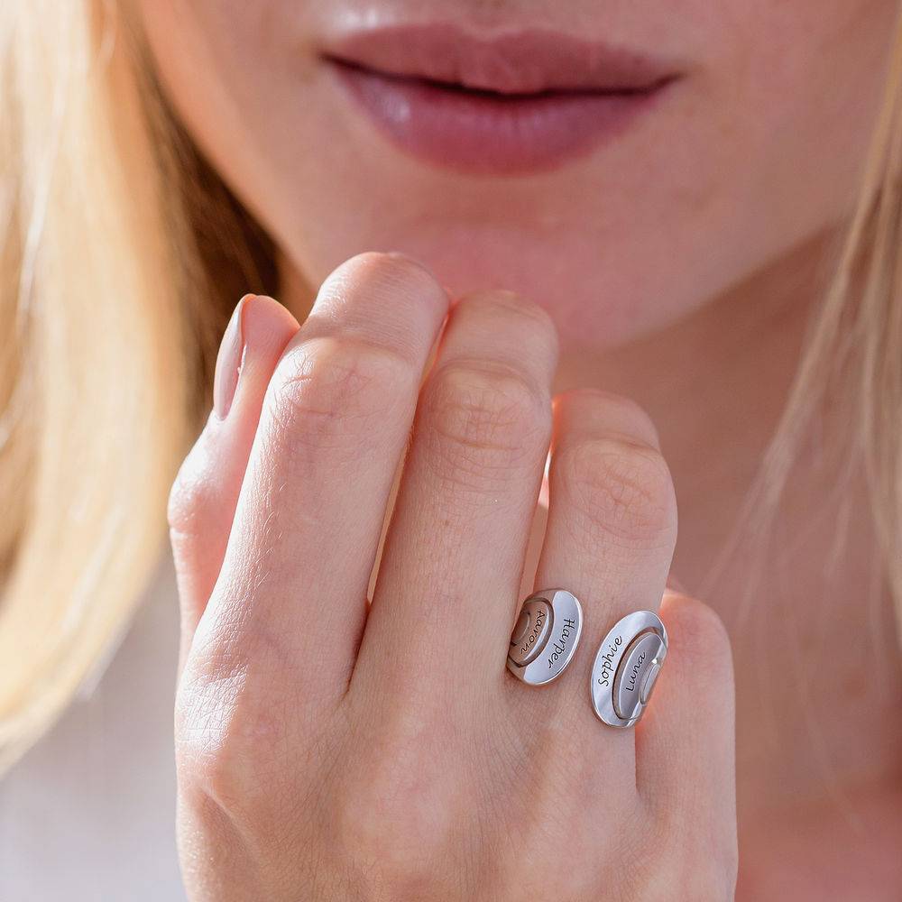 Hug Ring with Kids Names in Sterling Silver-1 product photo