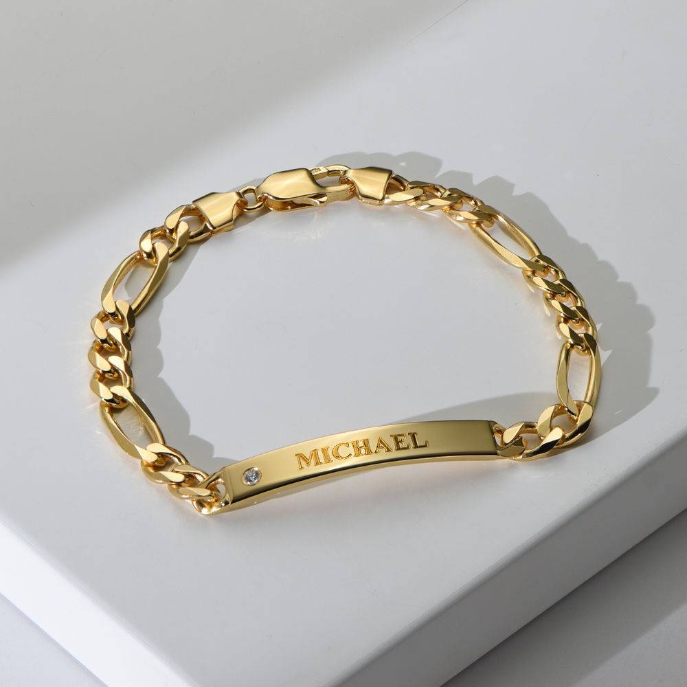 Amigo ID Bracelet for men with Diamond in 18ct Gold Plating-4 product photo