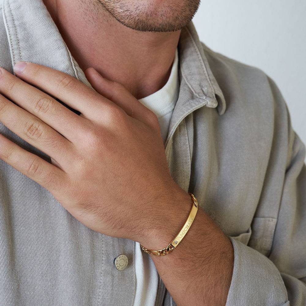 Amigo ID-armbånd til mænd med 18kt. guldbelægning med diamant produkt billede