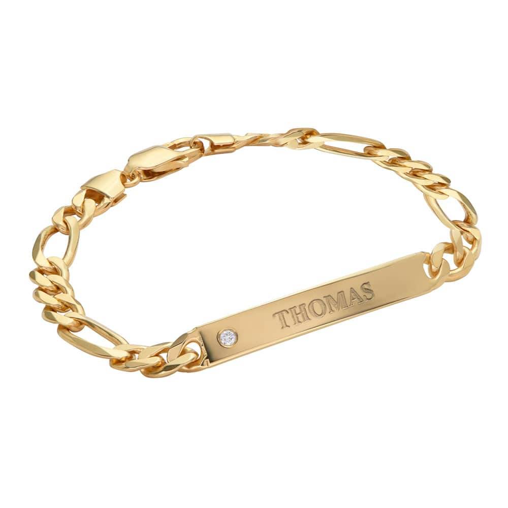 Amigo naamarmband met diamant voor heren in goud vermeil Productfoto