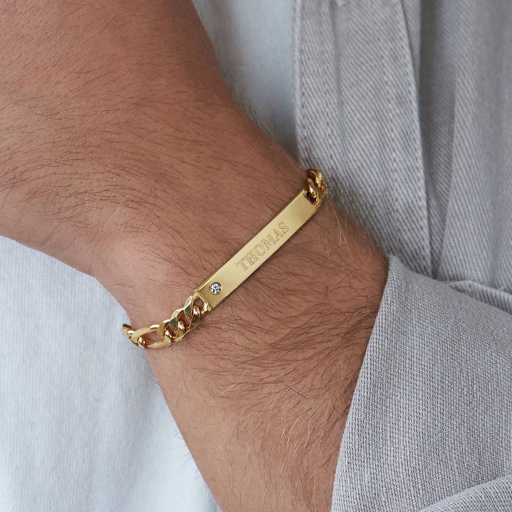 Amigo ID Bracelet for men with Diamond in 18ct Gold Vermeil-2 product photo
