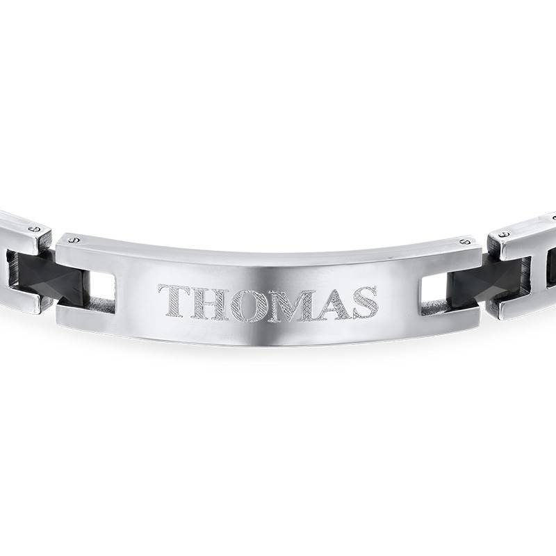 ID Bracelet for Men in Stainless Steel and Black Ceramic in Stainless Steel-2 product photo