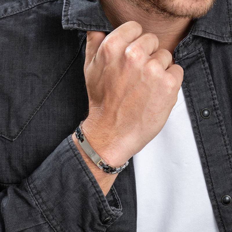ID Bracelet for Men in Stainless Steel and Black Ceramic-2 product photo